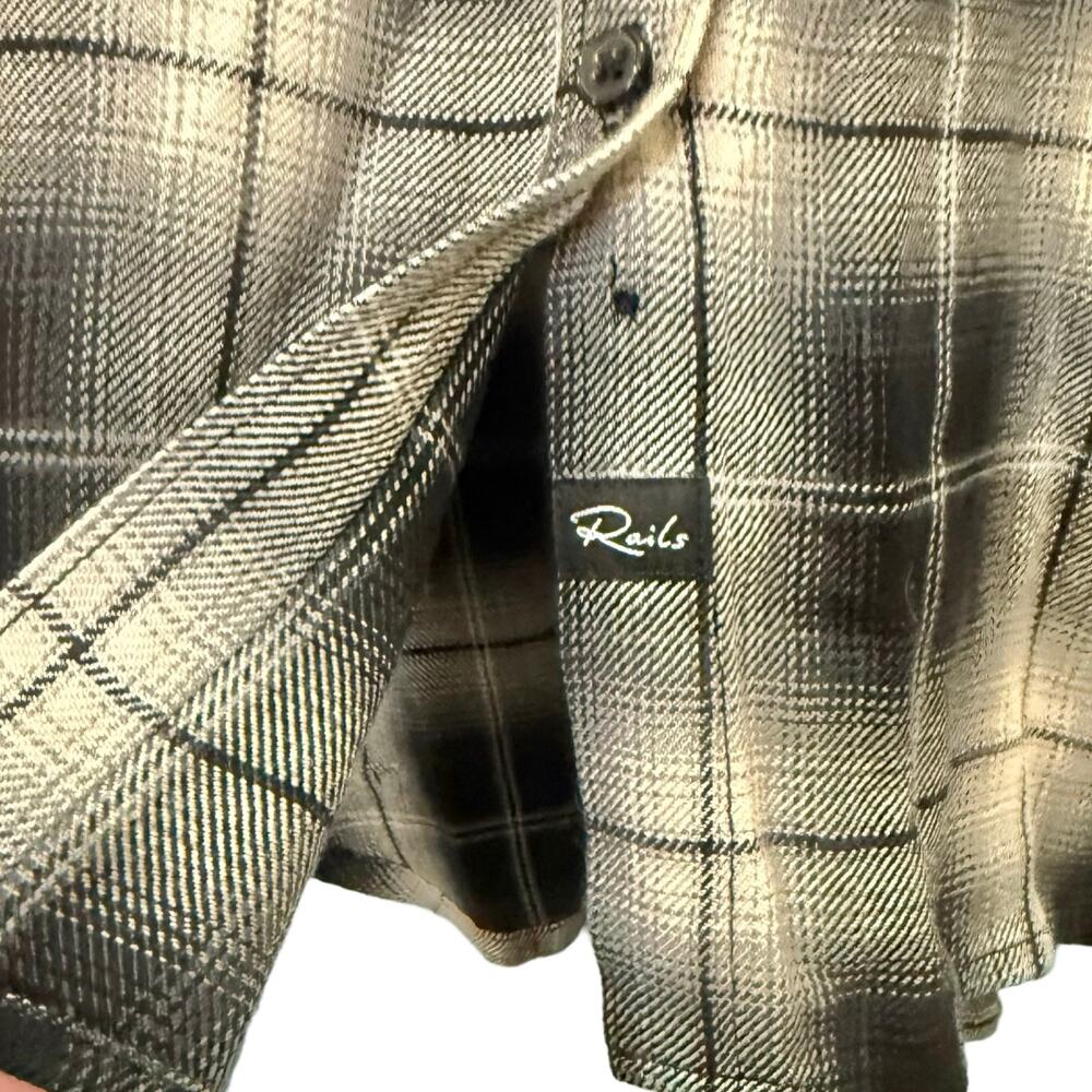 Rails Black White Plaid Button Down Long Sleeve Bianca Soft Shirt Dress size M - Picture 10 of 12